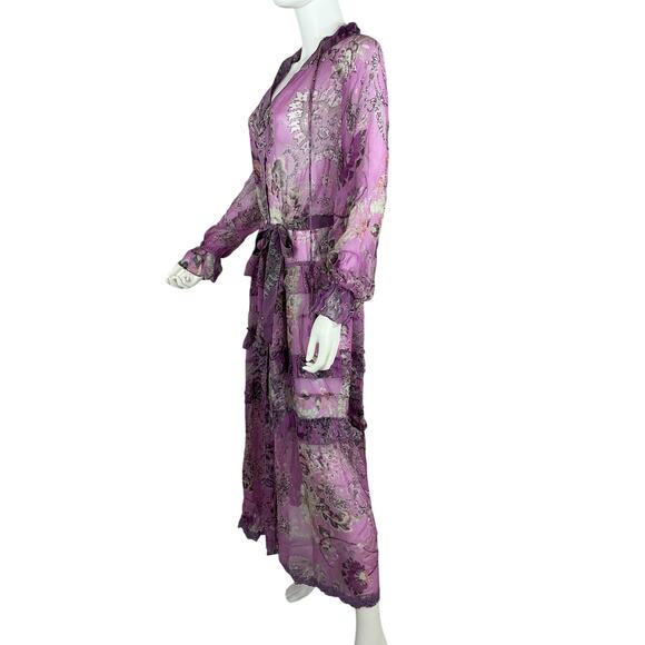 Hemant And Nandita Sheer Orchid Mavi Kaftan Dress Size S NWT - Picture 4 of 7